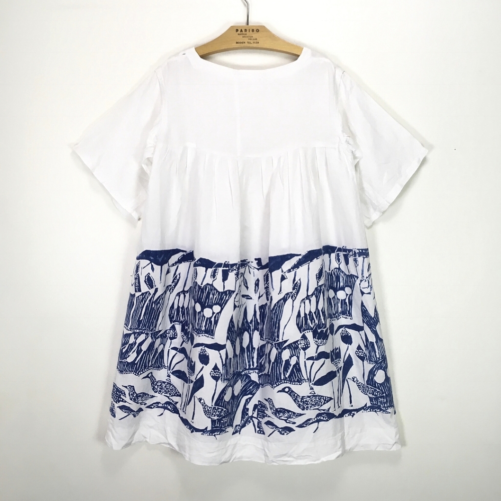 Vintage Linen Screen Print Sack Dress